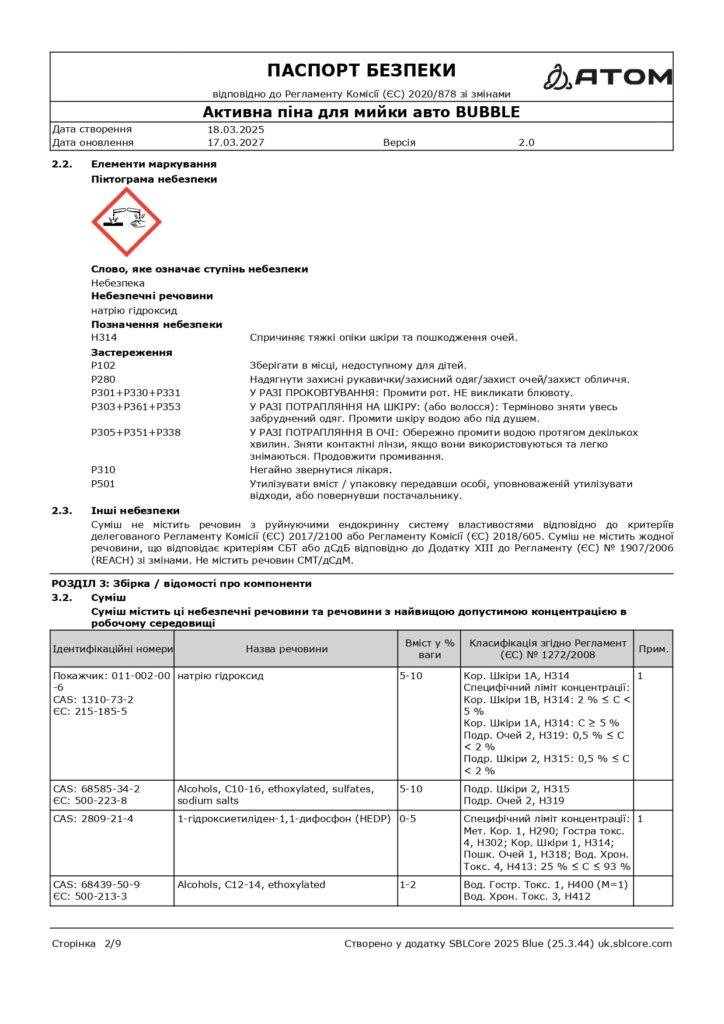 SDS Aktyvna pina dlia myyky avto BUBBLE page 0002 1