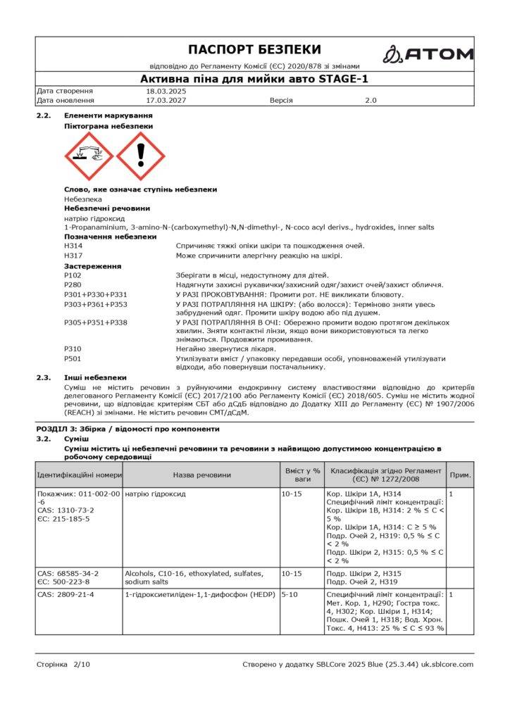 SDS Aktyvna pina dlia myyky avto STAGE 1 page 0002 1