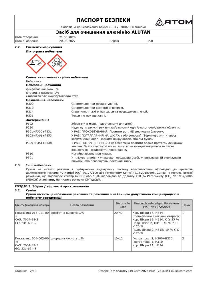 SDS Zasib dlia ochyshchennia aliuminiiu ALUTAN page 0002 1
