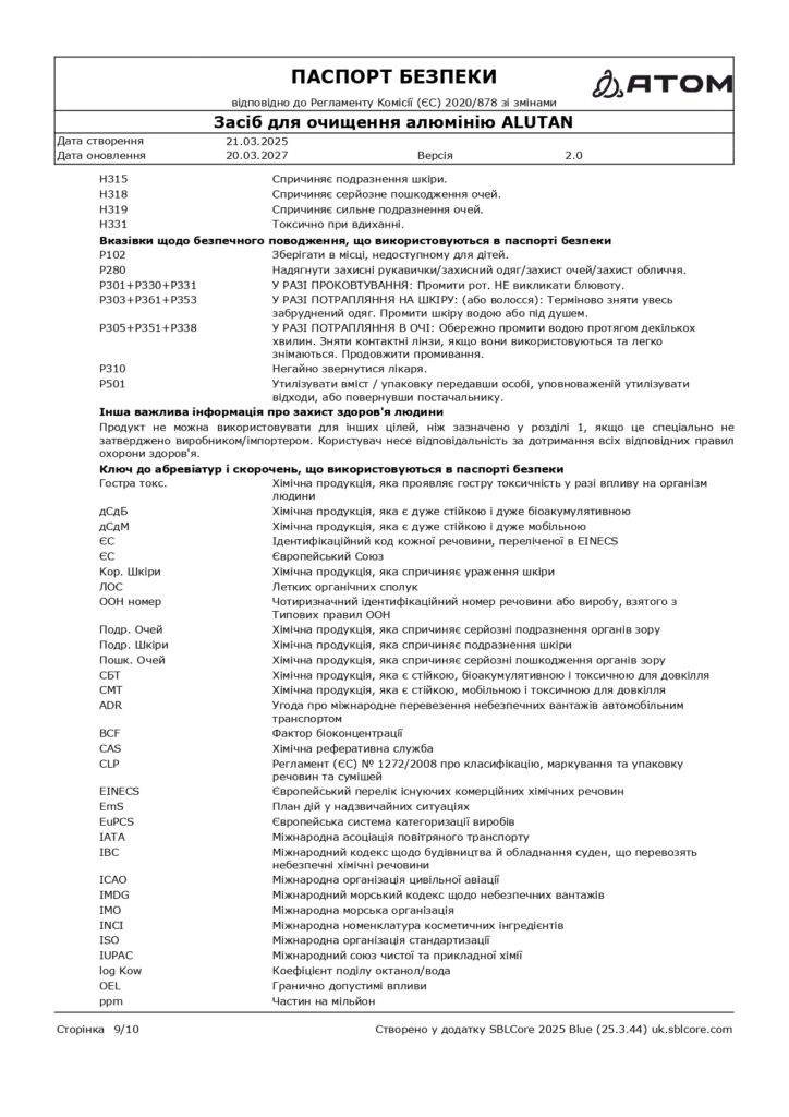 SDS Zasib dlia ochyshchennia aliuminiiu ALUTAN page 0009 1