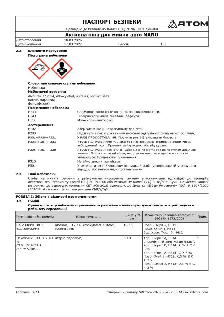 SDS Aktyvna pina dlia myyky avto NANO page 0002