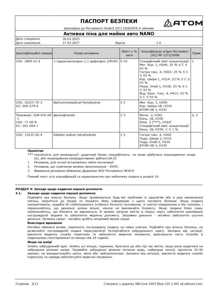 SDS Aktyvna pina dlia myyky avto NANO page 0003