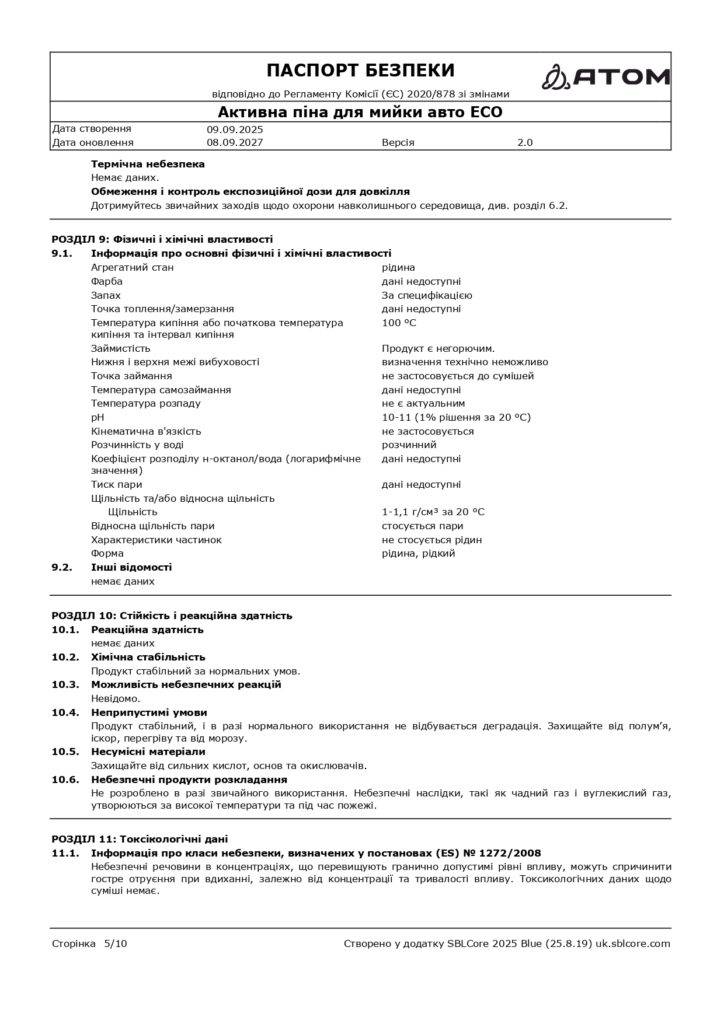 SDS Aktyvna pina dlia myyky avto ECO page 0005