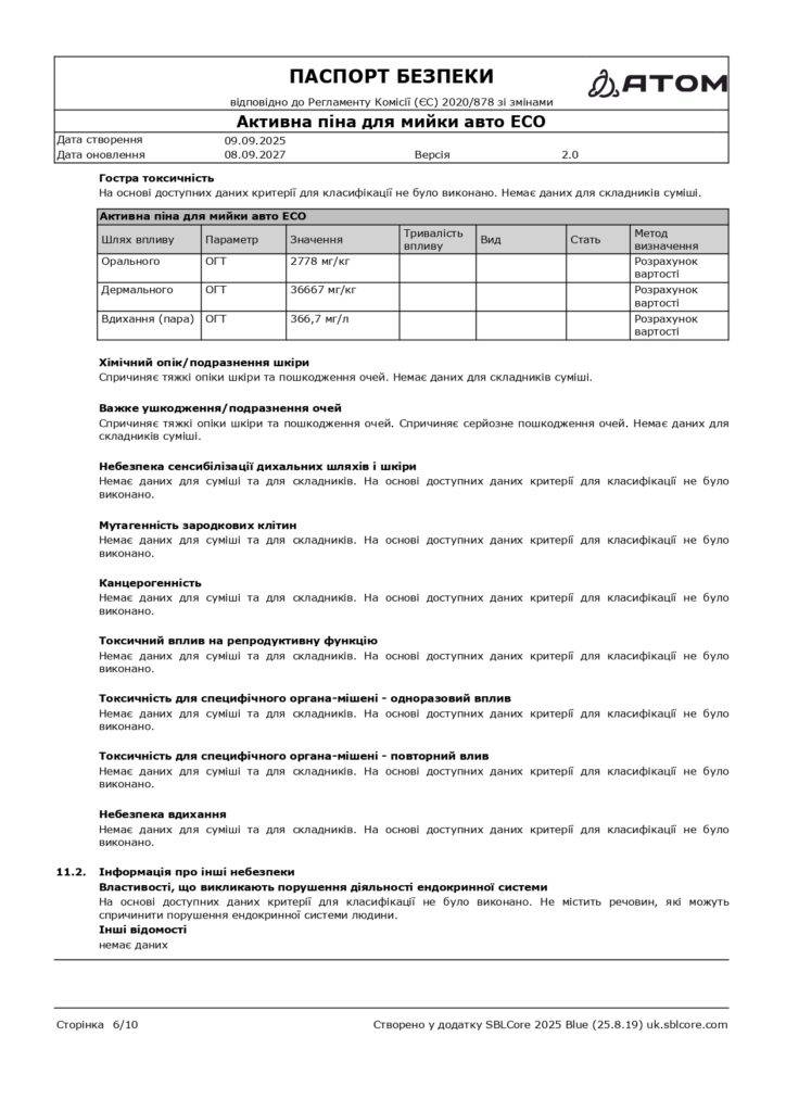 SDS Aktyvna pina dlia myyky avto ECO page 0006