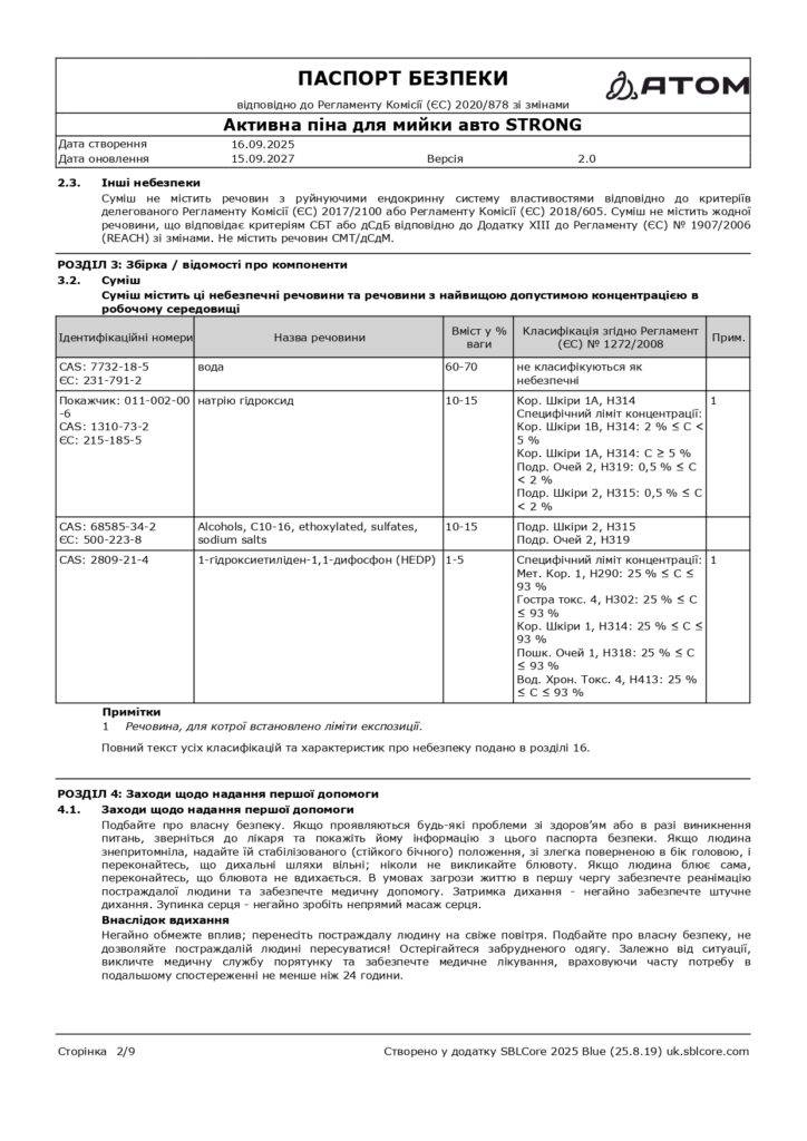 SDS Aktyvna pina dlia myyky avto STRONG page 0002 1